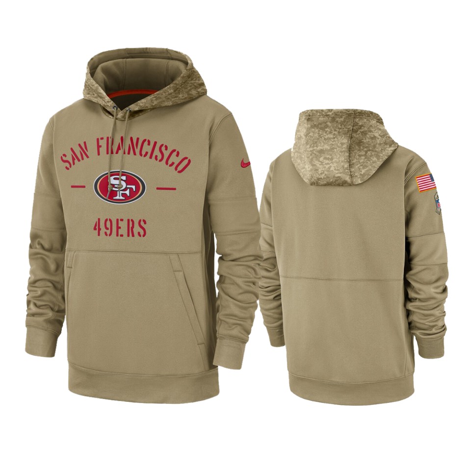 Men's San Francisco 49ers Tan 2019 Salute to Service Sideline Therma Pullover Hoodie